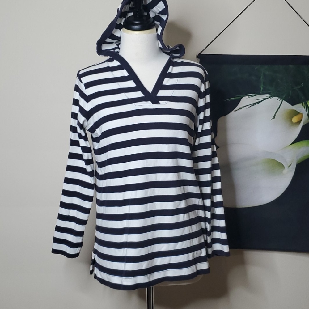 Lands' End Striped Long Sleeve Hoodie